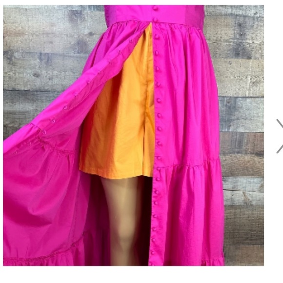 Née York & company Bright pink strapless Button Front Maxi dress Size M (B-13) - Picture 7 of 8